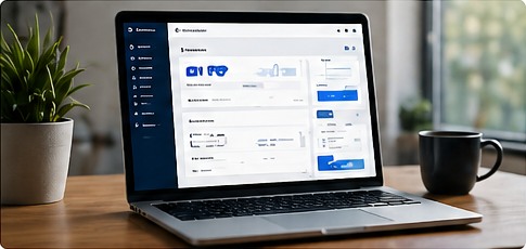 Laptop showing a digital dashboard